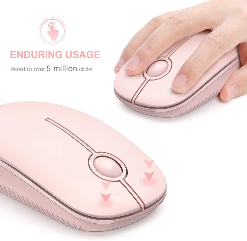 Unipows Wireless Mouse - 2.4G Slim Portable Computer Mouse with Nano Receiver, Less Noise Mobile Optical Mice for Notebook, PC, Laptop, Computer, Mac (Pink) - Image 3